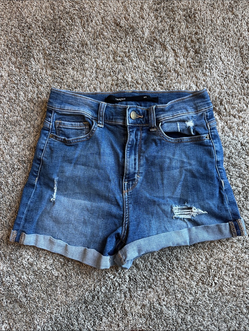 Harper Women's Distressed Blue Jean Shorts